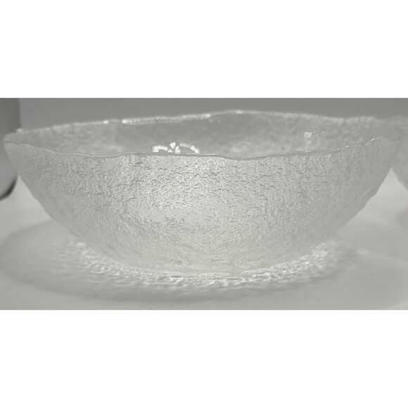 Vintage Murano Glass Italy Handmade Clear Textured Bowls Set of 2 ~ 6.75" - Picture 8 of 10